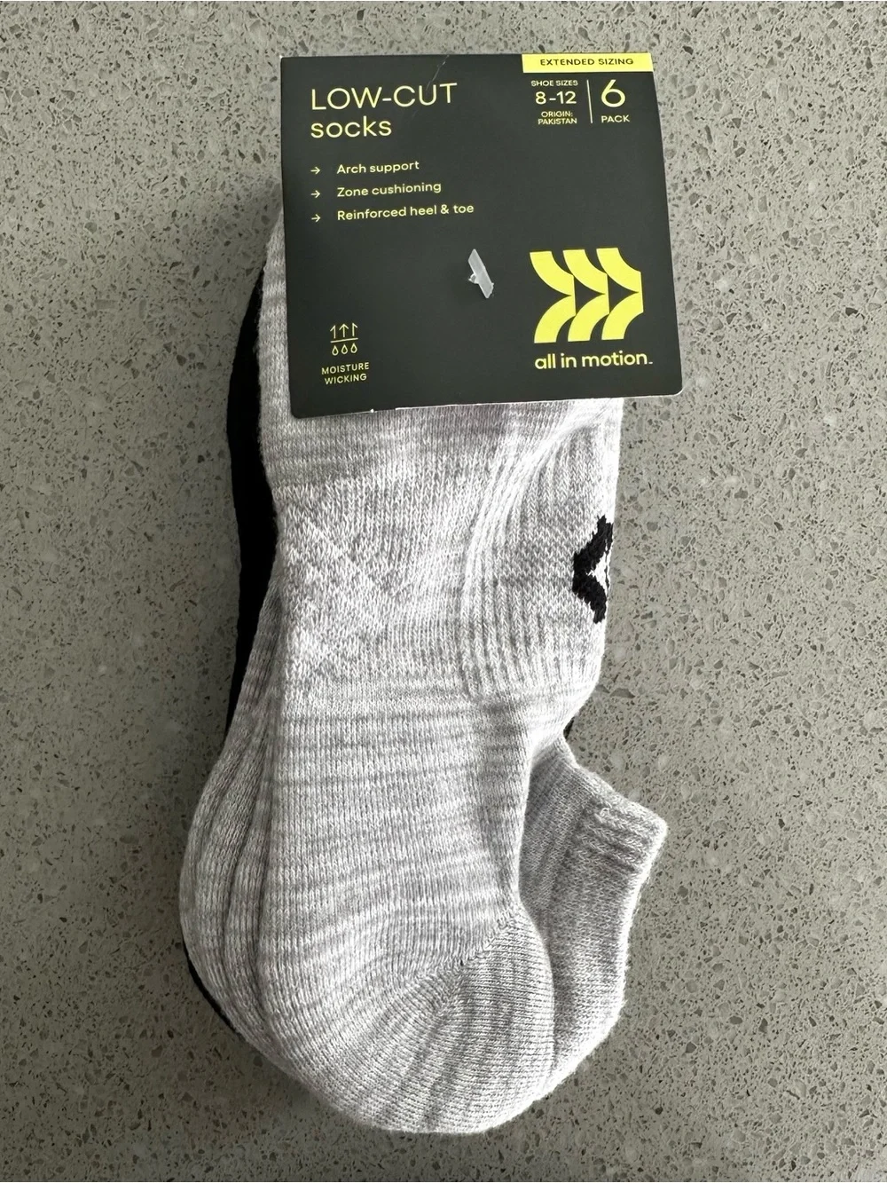All in Motion Women's Extended Size Cushioned 6pk Low Cut Socks